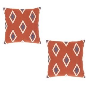 SURYA Zulu Pillow Cover 18 x 18 Set of Two Rust Blue Cream Bohemian Decor READ